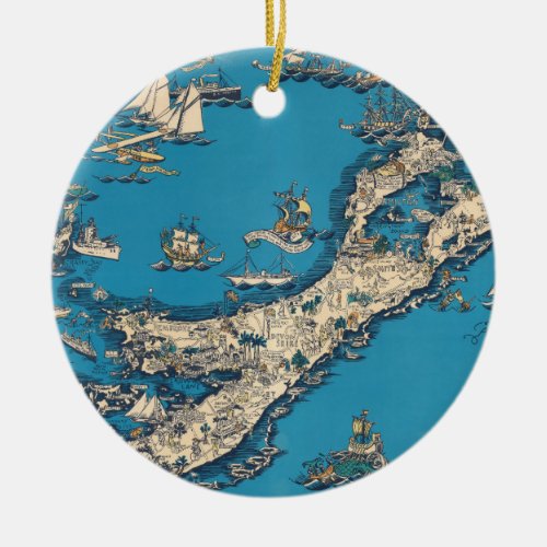Vintage Old Map of the Bermuda Islands Ceramic Ornament