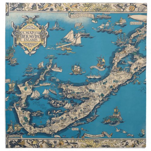 Vintage Old Map of the Bermuda Islands Cloth Napkin