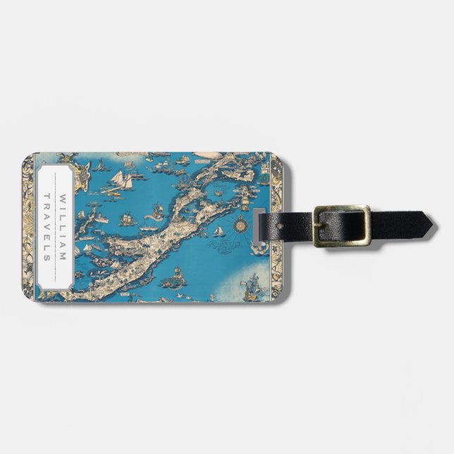 Vintage Old Map of the Bermuda Islands Luggage Tag (Front Horizontal)
