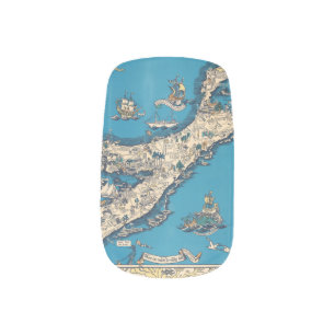 Vintage Old Map of the Bermuda Islands Minx Nail Art