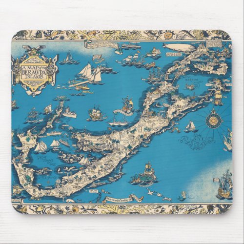 Vintage Old Map of the Bermuda Islands Mouse Pad