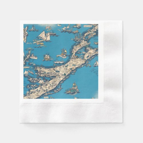 Vintage Old Map of the Bermuda Islands Paper Napkins