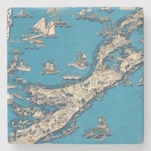Vintage Old Map of the Bermuda Islands Stone Coaster