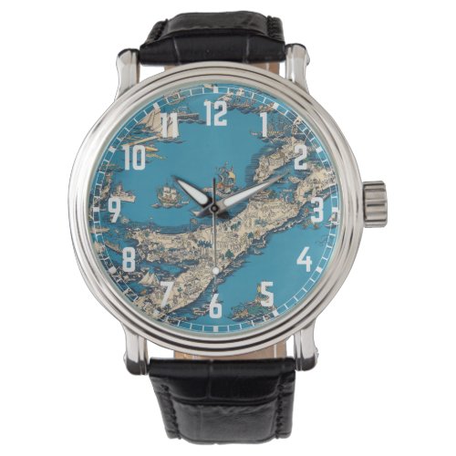 Vintage Old Map of the Bermuda Islands Watch