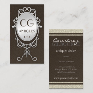 Vintage Old Mirror Antique Dealer Business Cards