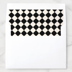 Vintage Old Money Ivory Black Checkered Wedding Envelope Liner