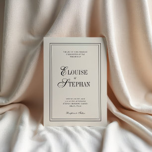 Vintage Old Money Ivory Check Checkerboard Wedding Invitation