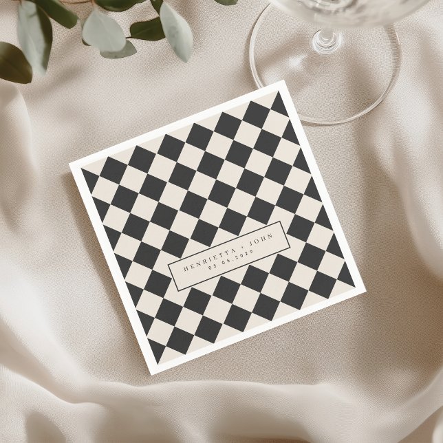 Vintage Old Money Preppy Checkered Retro Wedding Napkins (Creator Uploaded)