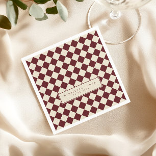 Vintage Old Money Preppy Checkered Retro Wedding Napkins