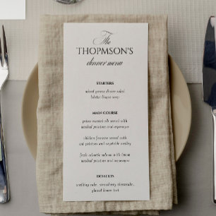 Vintage Old Money Wedding Menu Card