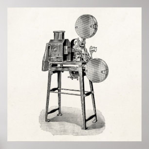 Vintage Old Movie Camera Cinematography Equipment Poster