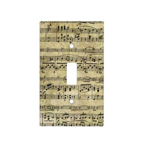 Vintage Old Music Notes Paper Texture Light Switch Cover