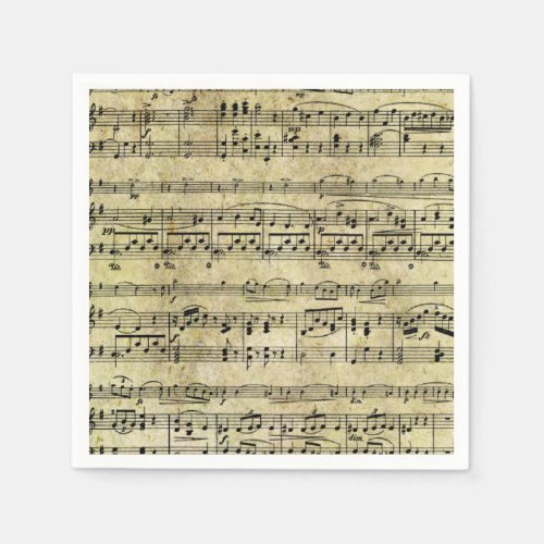 Vintage Old Music Notes Paper Texture Paper Napkins