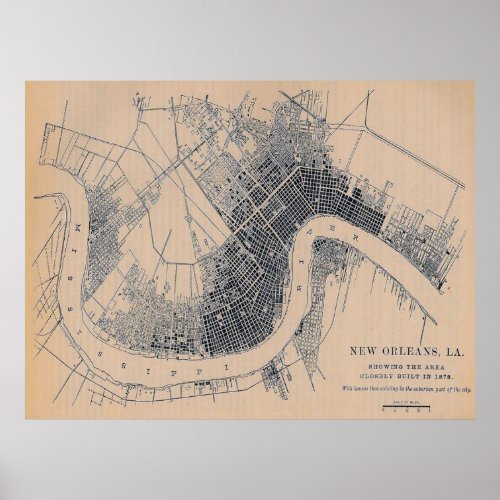 Vintage Old New Orleans Map Poster