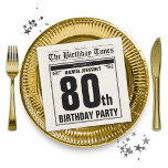 Vintage Old Newspaper Custom 80th Birthday Party Napkins<br><div class="desc">Vintage Old Newspaper Custom 80th Birthday Party Napkins. Celebrate in style with our Old Newspaper Vintage Party Theme. Featuring a front-page newsprint tabloid design, this invitation adds a touch of nostalgia to milestone birthdays. With humorous headlines and the option to include a custom photo, it guarantees a fun and memorable...</div>