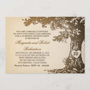 vintage old oak tree anniversary invitations