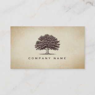 Vintage Old Oak Tree Elegant Business Card   