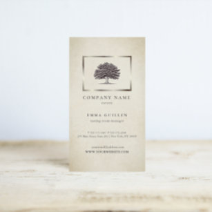 Vintage Old Oak Tree Elegant Business Card
