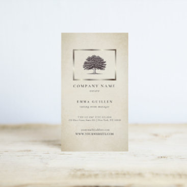 Vintage Old Oak Tree Elegant Business Card