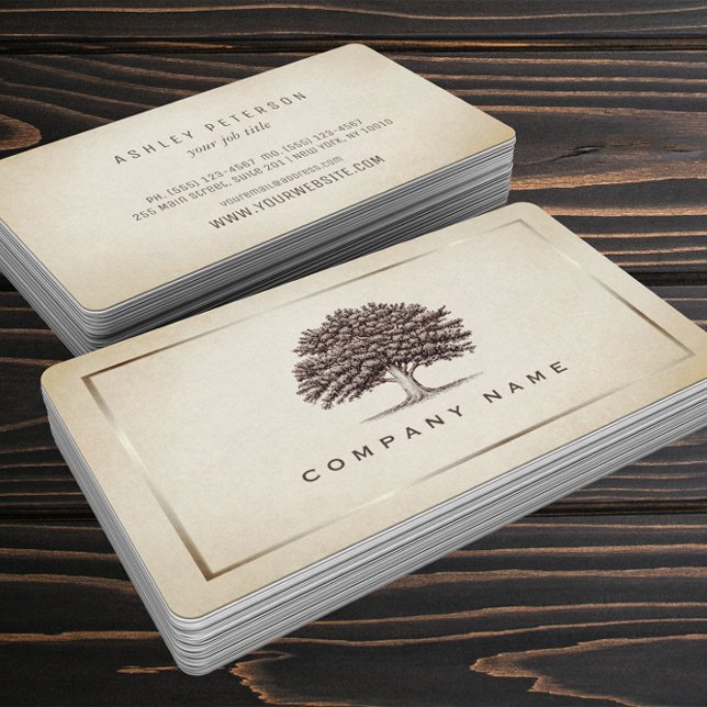 Vintage Old Oak Tree Elegant Business Card (Creator Uploaded)