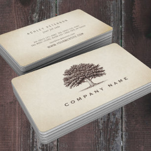 Vintage Old Oak Tree Elegant Business Card   