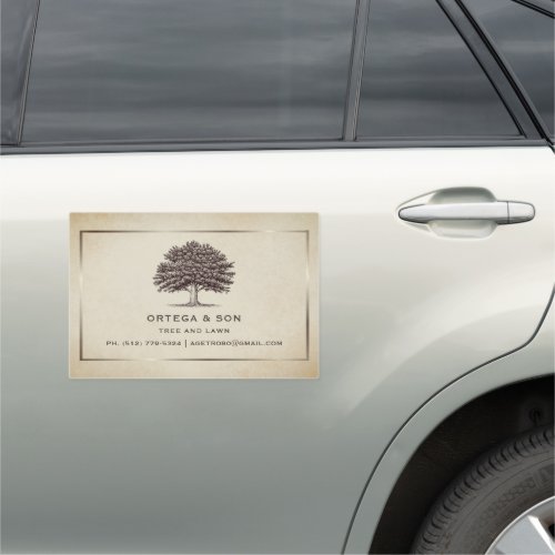 Vintage Old Oak Tree Elegant Car Magnet