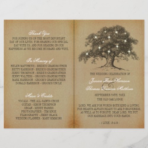 Vintage Old Oak Tree Wedding Collection _ Program