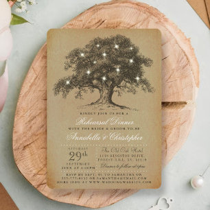 Vintage Old Oak Tree Wedding Rehearsal Dinner Invitation