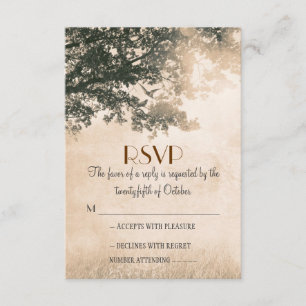 Vintage old oak tree wedding RSVP cards