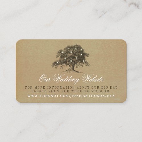 Vintage Old Oak Tree Wedding Website Enclosure Card