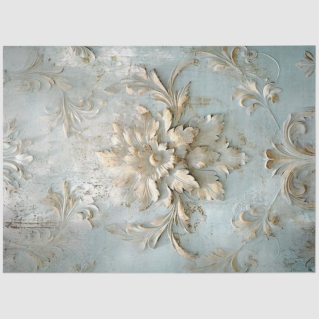 Vintage old painted wall gold hand drawing script tissue paper (Front)