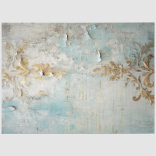 Vintage old painted wall gold hand drawing script tissue paper