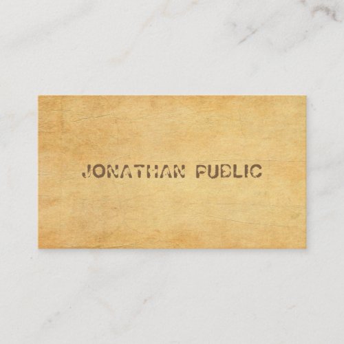 Vintage Old Paper Distressed Script Text Luxurious Business Card