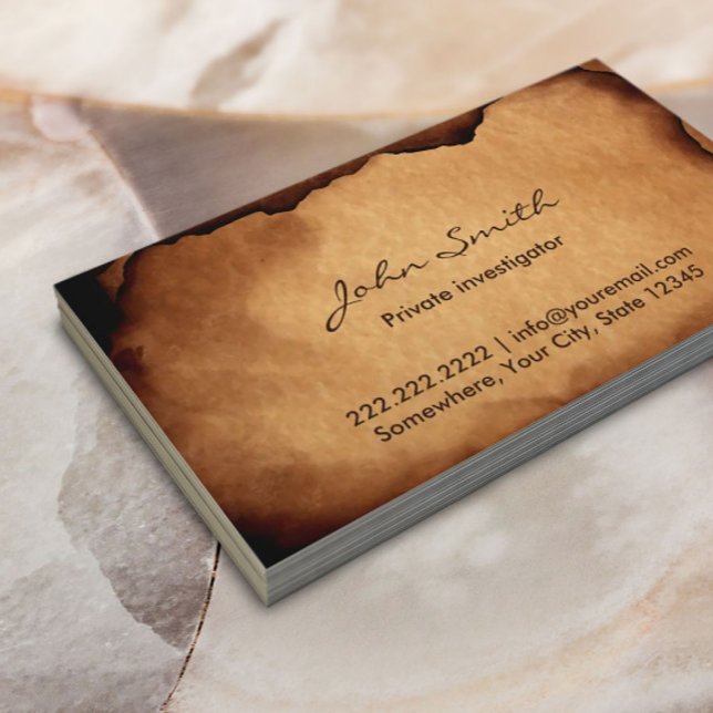 Vintage Old Paper Investigator Business Card (Creator Uploaded)