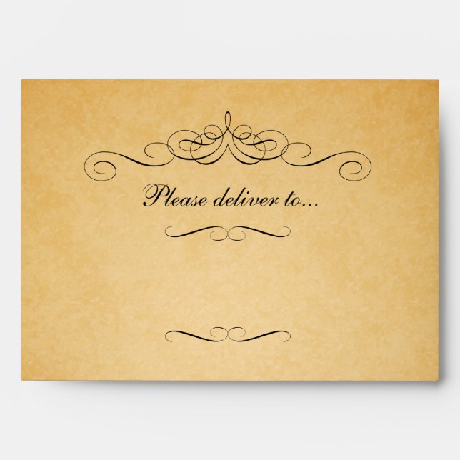 Vintage Old Paper Look Wedding Invitation Envelope (Front)