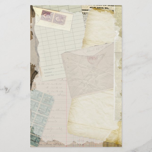 Vintage Old Papers Stationery (Front)