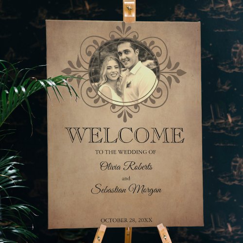 Vintage Old Parchment Wedding Welcome Foam Board