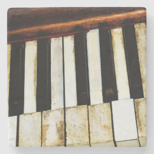 Vintage old piano keys stone coaster