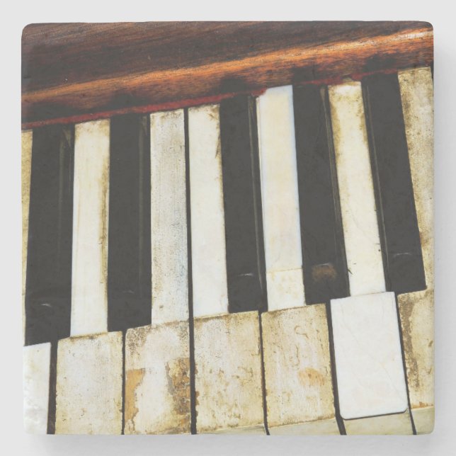 Vintage old piano keys stone coaster (Front)