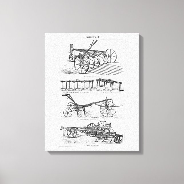Vintage Old Plows Farm Equipment Agriculture Plow Canvas Print (Front)