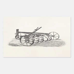 Vintage Old Plows Farm Equipment Agriculture Plow Rectangular Sticker