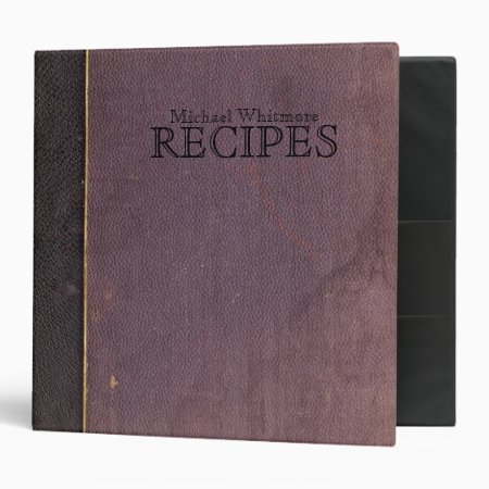 Vintage Old Purple Book Personalized Recipe 3 Ring Binder