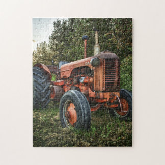 Vintage old red tractor jigsaw puzzle