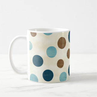 Vintage Old Retro Blue Brown Polka Dots Coffee Mug