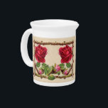 Vintage old rose rustic Victorian Antique Beverage Pitcher<br><div class="desc">A nature inspired rustic antique rose and twig nature design. This is perfect for wedding invitations and programs,  customizable for your own wedding's details. Part of our rustic nature collection.</div>