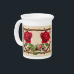 Vintage old rose rustic Victorian Antique Beverage Pitcher<br><div class="desc">A nature inspired rustic antique rose and twig nature design. This is perfect for wedding invitations and programs,  customizable for your own wedding's details. Part of our rustic nature collection.</div>
