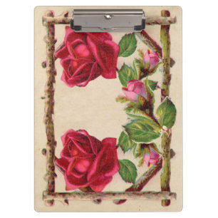Vintage old rose rustic Victorian Antique Classic Clipboard
