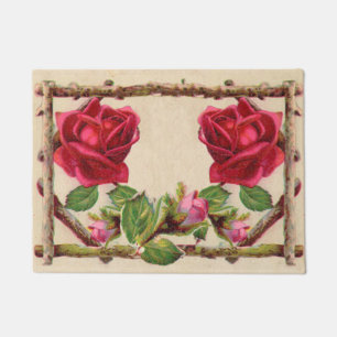 Vintage old rose rustic Victorian Antique Classic Doormat
