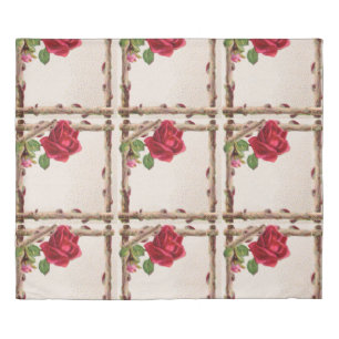 Vintage old rose rustic Victorian Antique Classic Duvet Cover