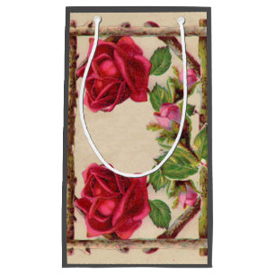 Vintage old rose rustic Victorian Antique Small Gift Bag